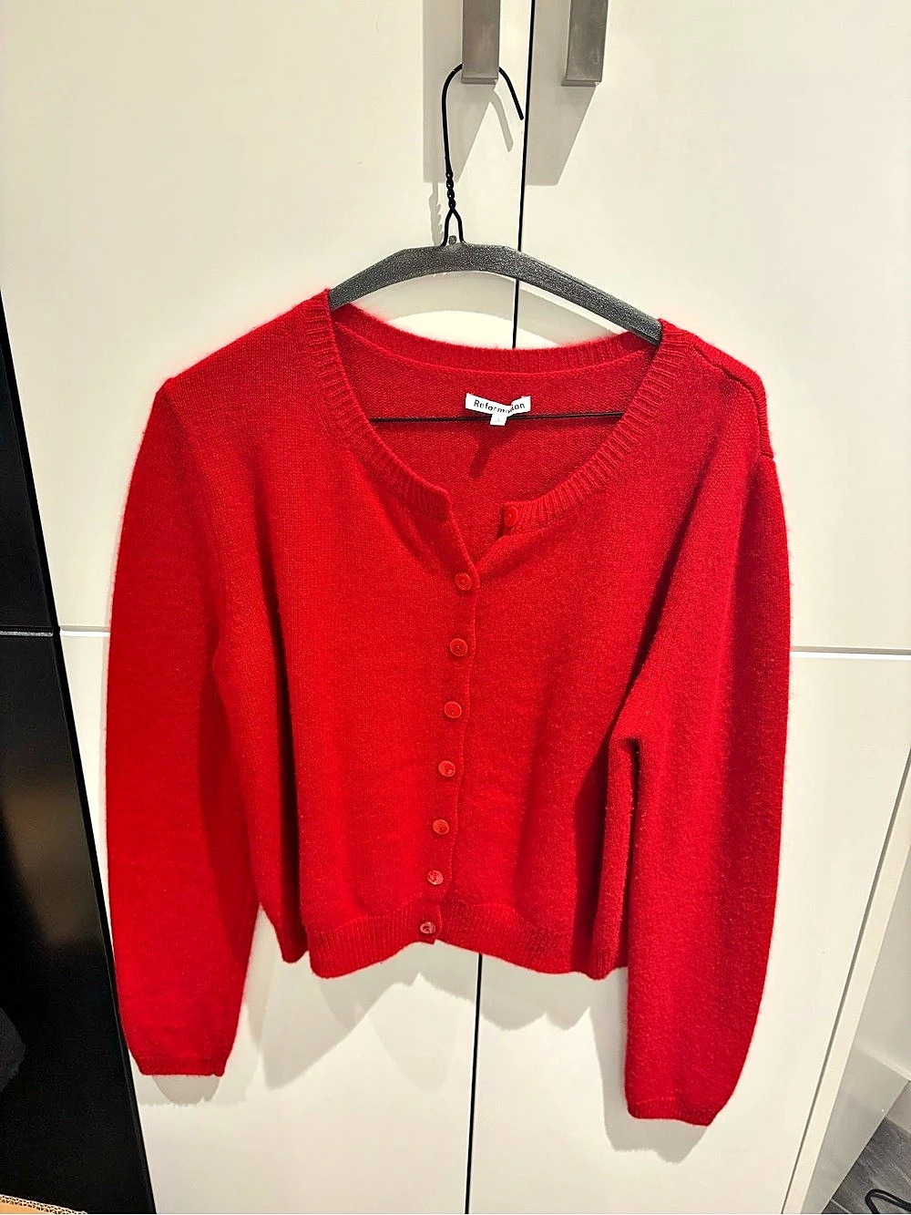 Reformation Red Cashmere Button Cardigan Sweater